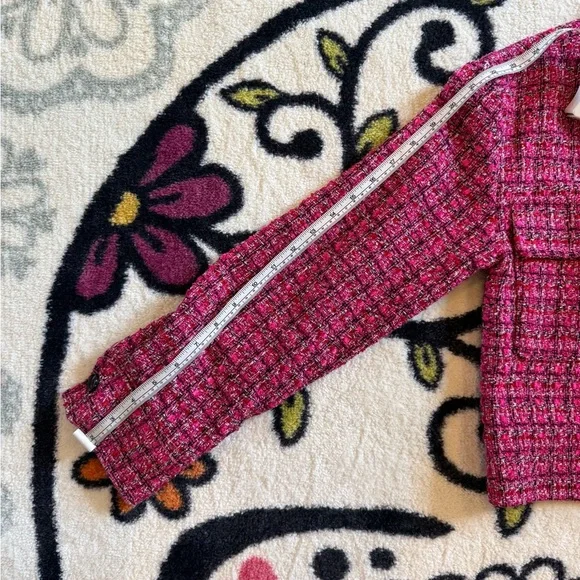 Rachel Zoe Pink Tweed Bouclé Cropped Zip Jacket Blazer S - Picture 11 of 13